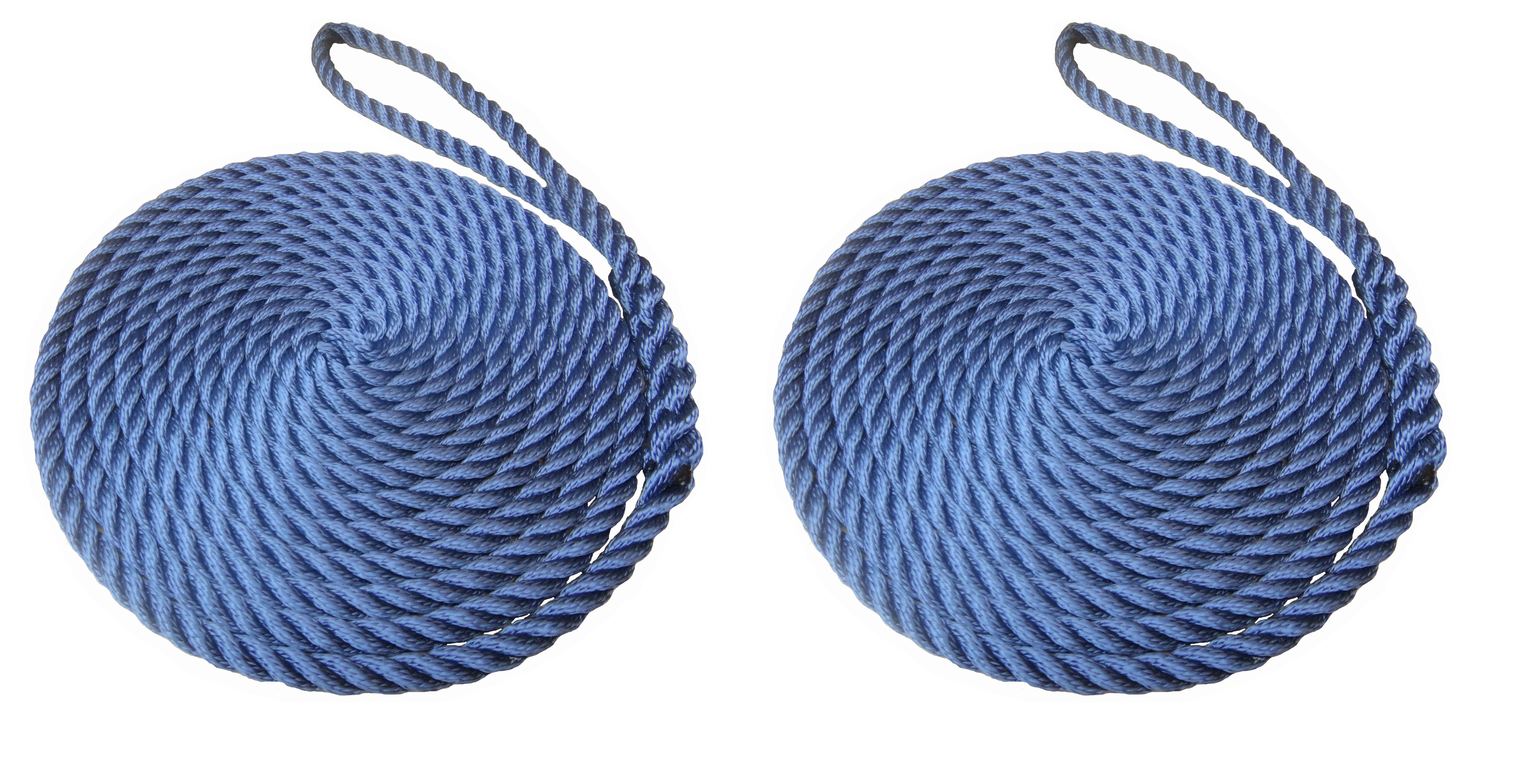 2 x 12mm Navy Blue 3-Strand Boat Mooring Ropes/Warps/Lines Large Soft Eye One End