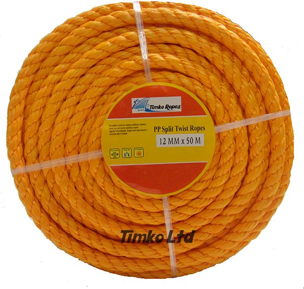 12mm Orange Polypropylene Rope x 50m Coil