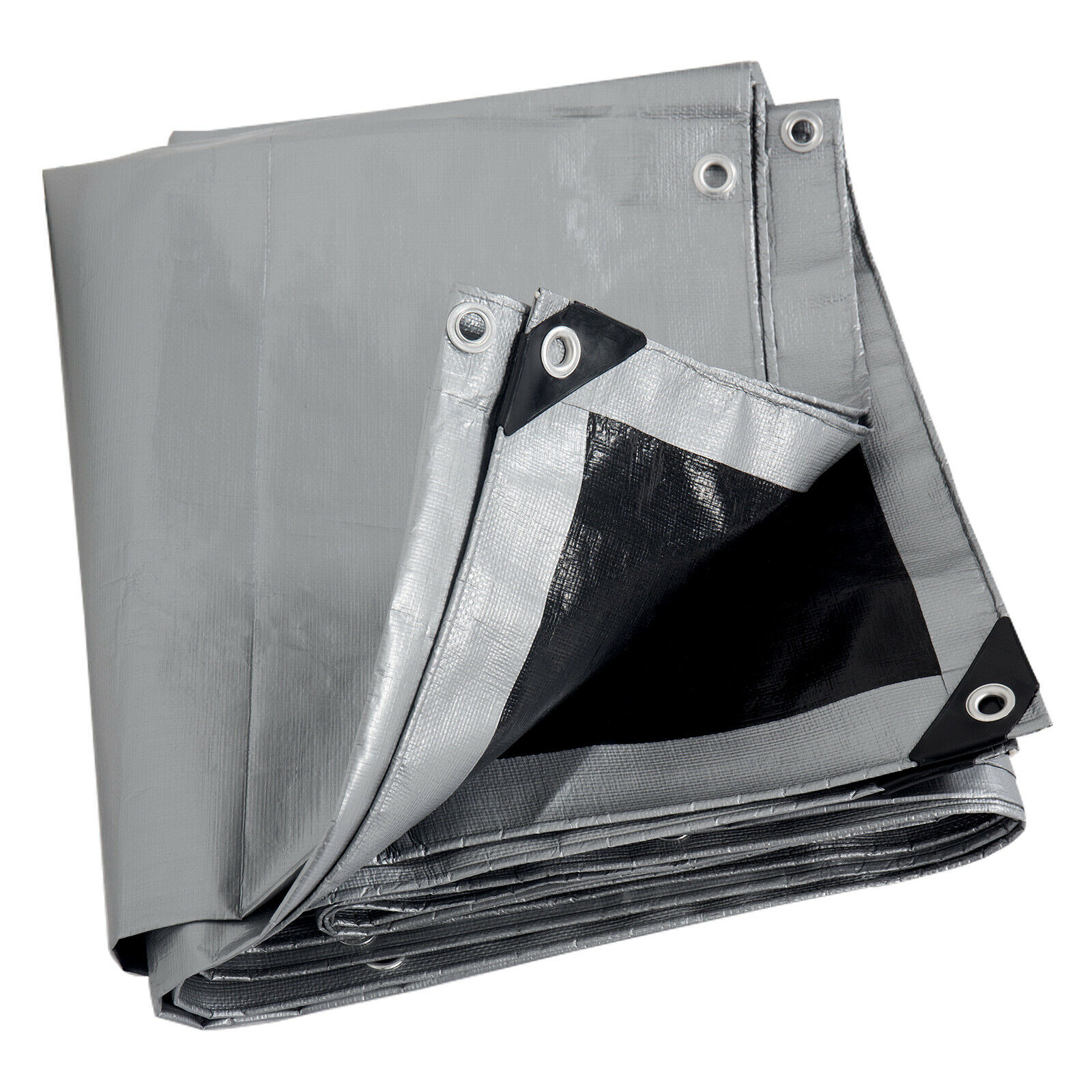 2m x 4m Silver/Black 270gsm Waterproof Heavy Duty Tarpaulin Sheet Cover
